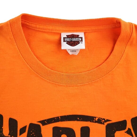 Harley Davidson T-Shirt Question Authority Richmond Virginia Bright Orange XL - Picture 9 of 11